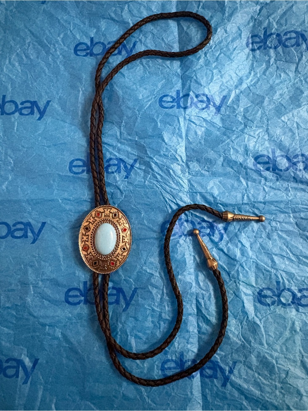 Turquoise Stone Western Bolo Tie - Picture 2 of 2